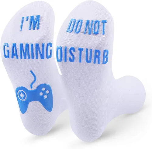 Vista 8 de QAPIZM Calcetines para juegos "No molestar, estoy jugando", ideas de regalo para hombres, día de San Valentín, niños, niños, calcetines