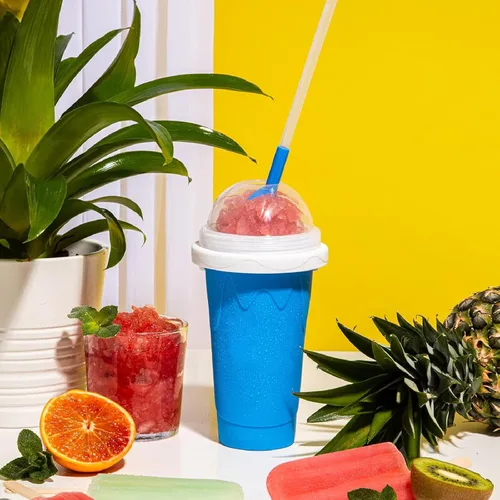 Vista 8 de Taza para Hacer Granizados, Fabricante de Tazas de Granizado, Taza para Jugo de Cola y Leche con Exprimidor, Taza Mágica de Congelación Rápida, Taza