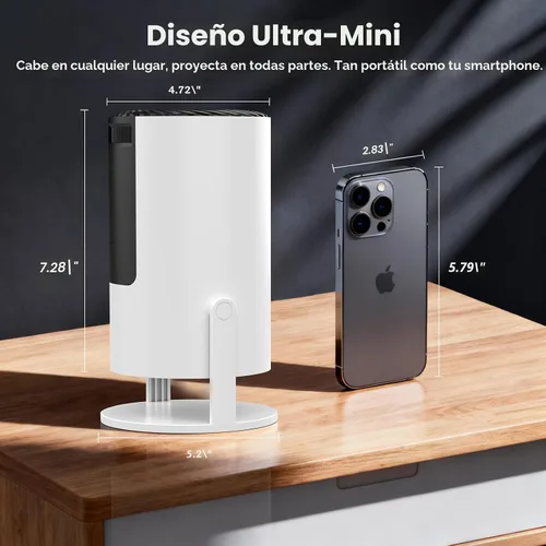 Vista 7 de [Aplicaciones integradas y Keystone automático] Mini proyector, proyector portátil con WiFi 6 y Bluetooth 5.2, proyector inteligente nativo 1080P