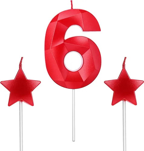 Vista 8 de Velas de primer cumpleaños y velas de corazón de estrella de 2.76 pulgadas para decoración de pasteles de cumpleaños, boda, aniversario, celebración