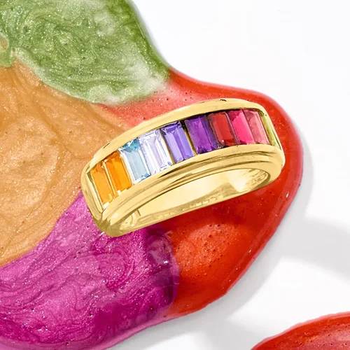 Vista 4 de Ross-Simons Anillo de 1,70 quilates con piedras preciosas en oro de 18 quilates sobre plata esterlina