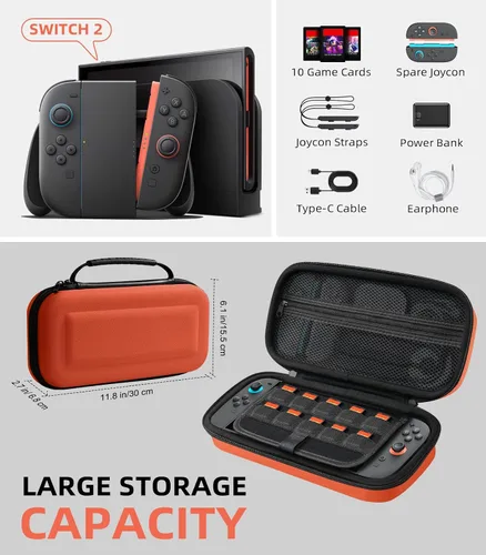 Vista 20 de TiMOVO Carrying Case for Nintendo Switch 2 (2025), Large Capacity Protective Hard Shell Portable Travel Case Pouch for Switch 2, with 10 Game Card