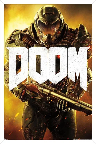 Vista 15 de Doom - Póster de pared marino, 22.4 pulgadas de largo x 14.7 pulgadas, versión enmarcada en madera de granero