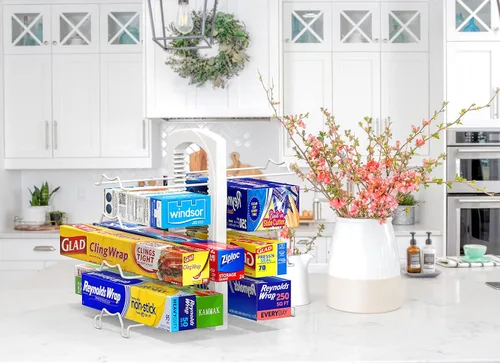Vista 4 de Simple Houseware s - Organizador ajustable de cocina, color blanco