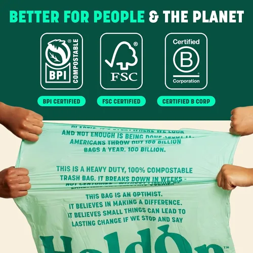 Vista 4 de HoldOn Bolsas con cordón de cocina altas compostables - 13 galones, 40
