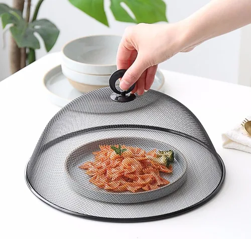 Vista 8 de Cubierta de malla para alimentos, de acero inoxidable, para mesa de comedor, tapa de alimentos, cubierta de platos, fundas reutilizables de malla