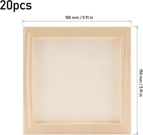Vista 2 de MOUYAT Paquete de 20 paneles de lienzo de madera de 6 x 6 pulgadas, tableros de lienzo de madera de abedul sin terminar para pintar, tableros