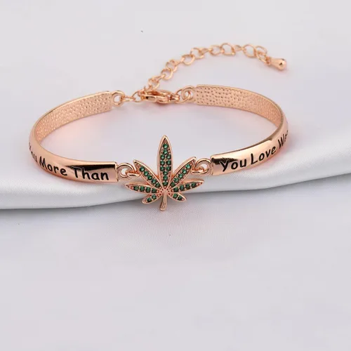 Vista 3 de FOTAP 420 - Pulsera de marihuana con texto "I Love You More Than You Love Weed