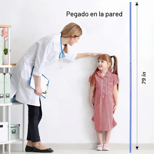 Vista 7 de Medición de altura para pared, barra de medición de altura para niños y adultos, barra de tabla de crecimiento extraíble 3D, regla de empalme Azul