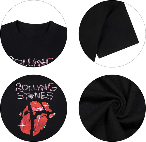 Vista 7 de Camisa de música country de gran tamaño para mujer, camiseta casual de banda de rock, traje de concierto, camiseta de verano para vacaciones