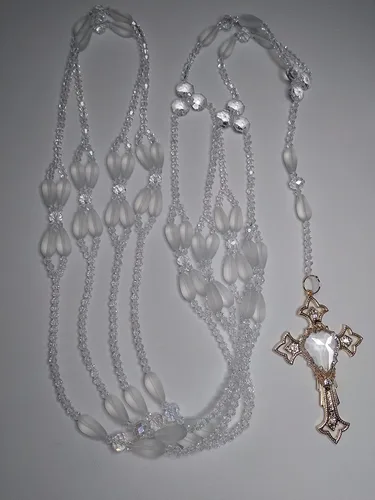 Vista 5 de Lazo de boda/Lazo de Matriminio/Lasso Para Boda/Lazo de cristal mate en forma de gota con cristal natural Lazo sin imagenes y cruz con cristal sin