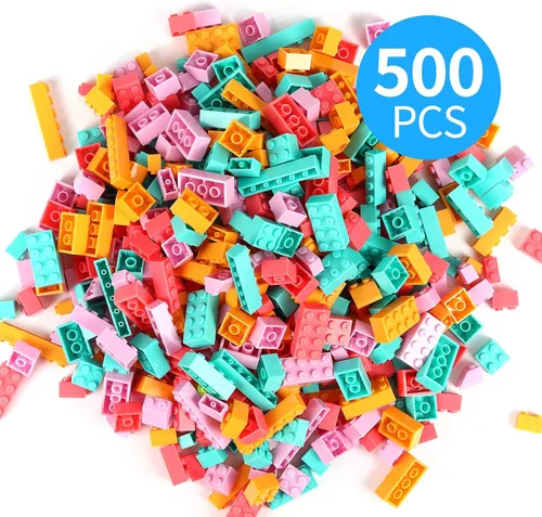 Vista 5 de Juego de 500 piezas de ladrillos de construcción, juguetes de bloques de construcción de colores clásicos, compatible con todas las principales
