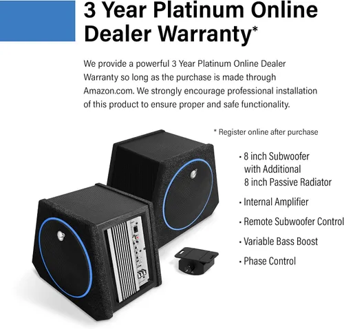 Vista 3 de Planet Audio Paquete de subwoofer y amplificador para automóvil PAB80 - Amplificador integrado, subwoofer de 8 pulgadas con radiador pasivo, control