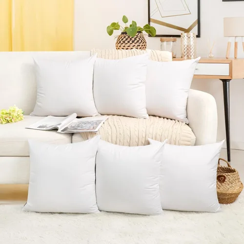 Vista 43 de Coddsmz Paquete de 6 fundas de almohada decorativas 100% algodón, fundas de cojín cuadradas de Navidad sólidas para el hogar, cama, sofá, día