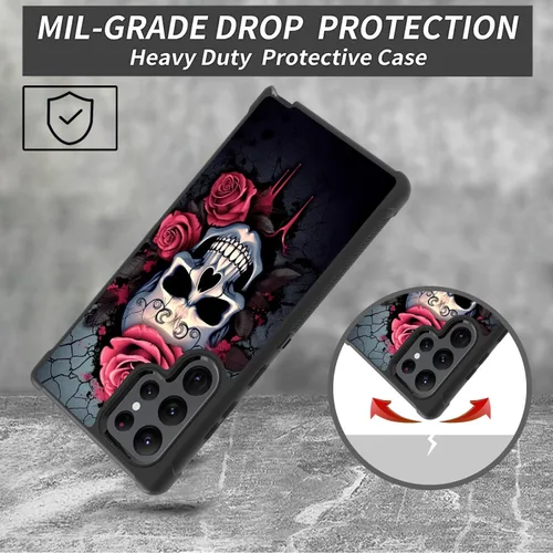 Vista 2 de Funda para Galaxy S22 Ultra, resistente 3 en 1 híbrida de plástico duro y silicona suave a prueba de golpes, funda de protección contra caídas