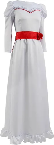 Vista 2 de Vestido de Annabelle Comes Home Cosplay Traje Halloween Horror Muñeca Traje Niña Vestido Blanco
