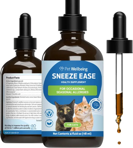 Vista 9 de Pet Wellbeing Estornudar para gatos - Estornudos ocasionales, alergias estacionales, molestias en la nariz y los ojos, ojos y ortigas, suplemento