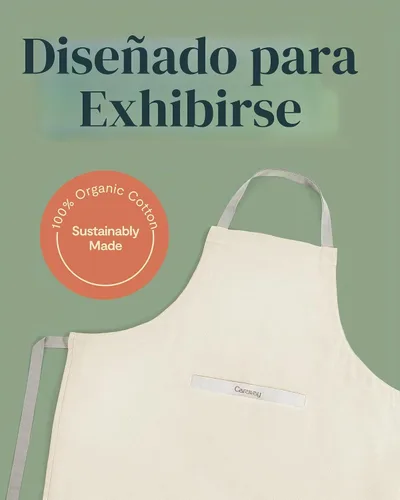 Vista 2 de Caraway Delantal, delantal 100% algodón orgánico Crema