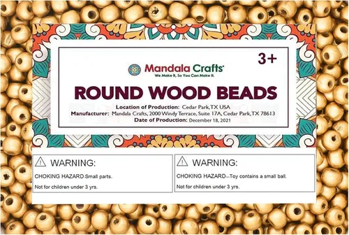 Vista 97 de Mandala Crafts - 2000 cuentas de madera redondas pequeñas de 6 mm para manualidades, suministros de macramé - cuentas de madera natural negra sin