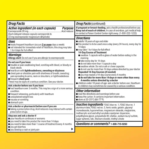 Vista 5 de Amazon Basic Care Esomeprazol Magnesio Minicápsulas, 20 mg, reductor de ácido, medicamento para la acidez estomacal de 24 horas, 42