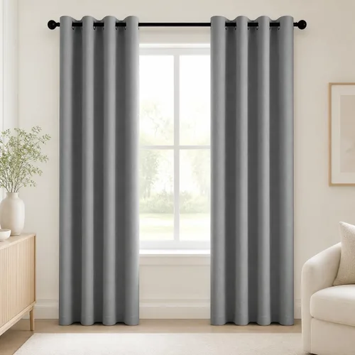 Vista 186 de Deconovo Cortinas opacas 100% con forro negro, cortinas con ojales aisladas térmicamente que reducen el ruido, doble capa para oscurecer