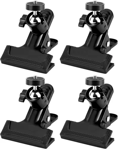 Vista 7 de QWORK Paquete de 4 soportes multifuncionales de trípode para cámara con trípode giratorio de 360 grados, mini cabeza de bola, color negro