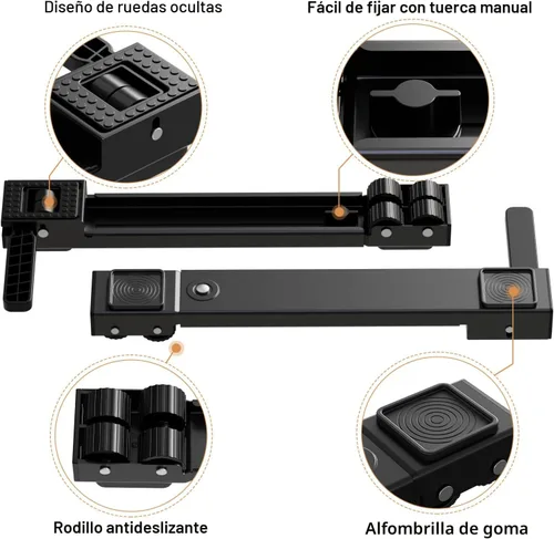 Vista 6 de Rodillos de electrodomésticos resistentes, deslizadores extensibles más recientes, base de lavadora elevable, mover fácilmente máquinas de lavadora