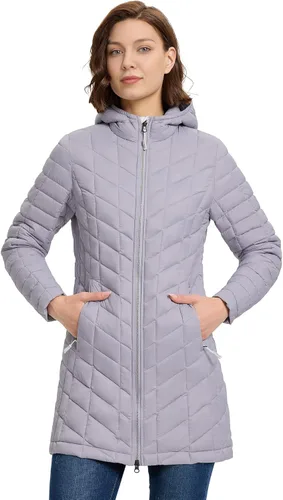 Vista 6 de Outdoor Ventures Abrigo Puffer Largo con Capucha Maryan para Mujer, Ultra Ligero, Cálido, Thermolite (Fiel a la talla. Orden Tamaño Normal) Tinta