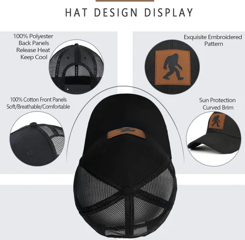 Vista 2 de Mens Hat Snapback Trucker Hats Outdoor Gifts for Men Dad Husband Father's Day Leather Pattern Baseball Cap Cs1012 Pie Grande-00