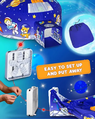 Vista 4 de Tienda de campaña de aire para niños con puerta, carpas para niños pequeños de interior 77 x 50 in - AstroDome Inflates in 30 Sec, Breathable