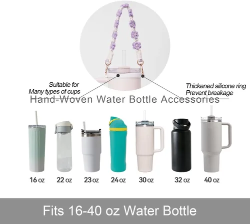 Vista 3 de Accesorios de dijes para taza Stanley, versátil portavasos con correa para botella de agua de 14 onzas, 30 onzas, 40 onzas