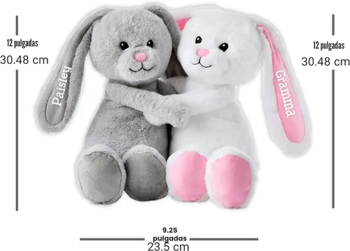 Vista 7 de Let's Make Memories Conejitos de peluche personalizados para abrazar, día de San Valentín, para parejas, para él, para ella, Amor, Te Amo, conejito