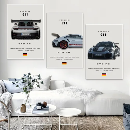 Vista 6 de VejiA Póster de automóvil en lienzo para pared, póster 911 GT Turbo para hombres, decoración estética de dormitorio (12 x 18, sin marco 2)