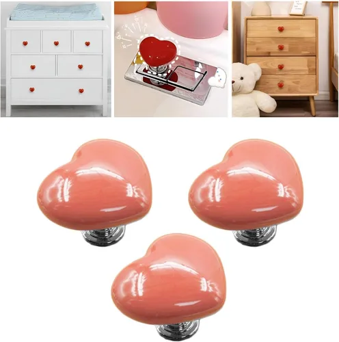 Vista 7 de Love Heart - Botón de inodoro con forma de corazón, botón de repuesto para inodoro, sin necesidad de perforar agujeros, pomos de cajón, decoración
