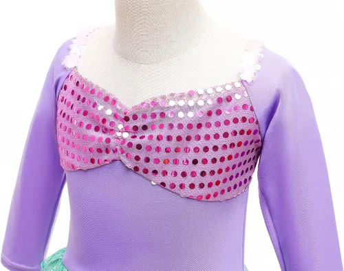 Vista 4 de Little Girls Mermaid Costume Princess Dress Up with Jewelry Halloween Cosplay Accessories