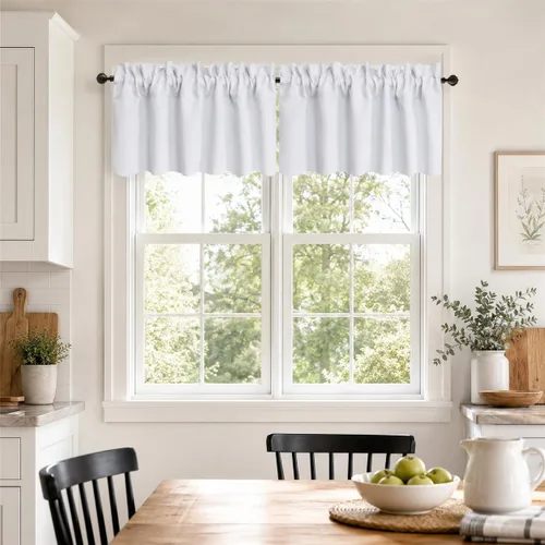Vista 30 de Aquazolax Half Window Curtains 24 Inch Length, 28" Wide Rod Pocket Small Window Treatment for Kitchen, Bathroom, Camper, Beige, 2 Panels Set