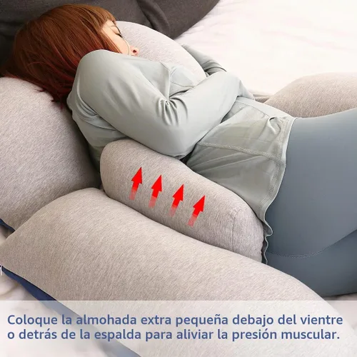 Vista 5 de MOON PINE Almohada de embarazo de 60 pulgadas, almohada desmontable en forma de U de cuerpo completo para apoyo de maternidad, almohada de dormir