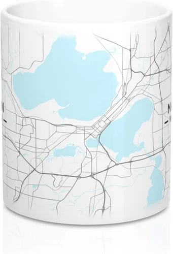 Vista 2 de Madison, Wisconsin WI Map Mug (11 oz)
