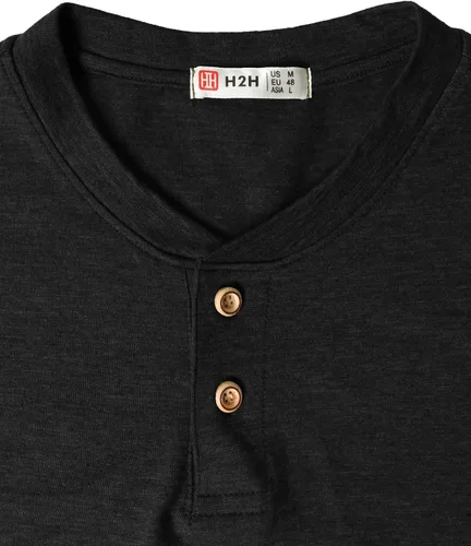 Vista 5 de H2H - Camisetas de cuello henley y manga larga para hombre, diseño informal y ajustado de tela fina y ligera