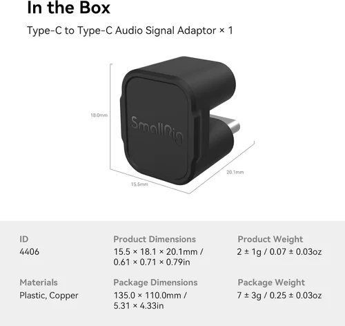 Vista 5 de SMALLRIG Adaptador de señal de audio tipo C a tipo C para iPhone 15 Pro Series Video Cage, por lo que es conveniente el uso del micrófono al