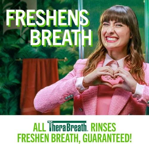 Vista 8 de TheraBreath Enjuague bucal Fresh Breath, menta suave, sin alcohol, 1 litro Formulado por dentistas, sin alcohol, combate el mal aliento