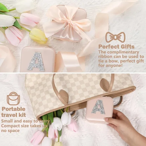 Vista 5 de CHMI Joyero de viaje, regalos de damas de honor, regalos de viaje para mujeres, pequeña caja organizadora de joyas, estuche de viaje para joyería