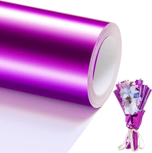 Vista 8 de Rollo de papel de regalo metálico dorado, rollo de papel de regalo de metal de 17 pulgadas x 49 pies para envolver regalos, papel de color sólido