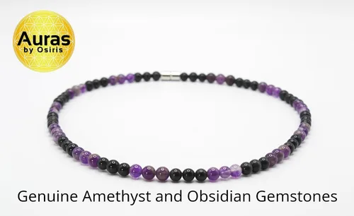 Vista 44 de Collar de cristal de obsidiana negra hecho a mano, collar de cuentas de piedras preciosas naturales auténticas, curación, protección, talismán mala