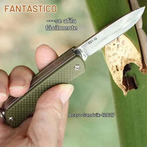 Vista 3 de Ruike Llavero Cuchillo de Bolsillo Pequeño, Multiherramienta Plegable 6 en 1, Acero Inoxidable 12C27, Mango G10, Equipo Táctico de Camping EDC Mini