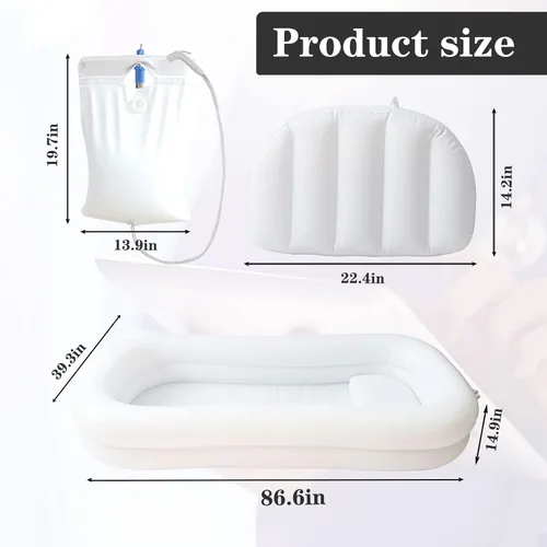 Vista 6 de Bañera inflable médica, cama portátil para pacientes geriátricos, ancianos, discapacitados, discapacitados, bañera de PVC para adultos con bolsa