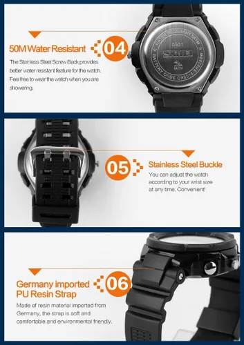 Vista 7 de FANMIS Unisex Sports Watches Military Analog Digital Display Watch Multifunction Dual Time Alarm Stopwatch Backlight 50M Waterproof Outdoor Sports