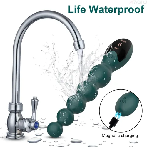 Vista 4 de Vibrador vibrador de cuentas anales para hombres y mujeres, vibrador anal, juguetes sexuales anales con pantalla digital LED