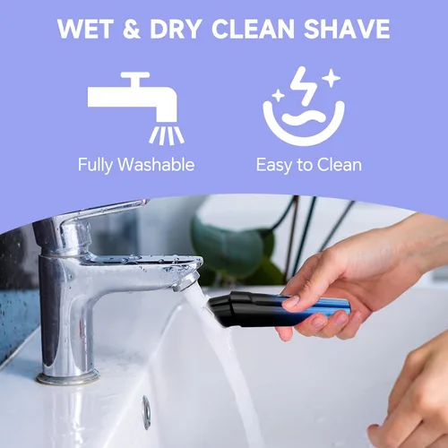 Vista 6 de RUIBO Cortadora de barba para hombres, kit de cortapelos inalámbrico 5 en 1 con maquinilla de afeitar de aluminio, peluquería corporal impermeable