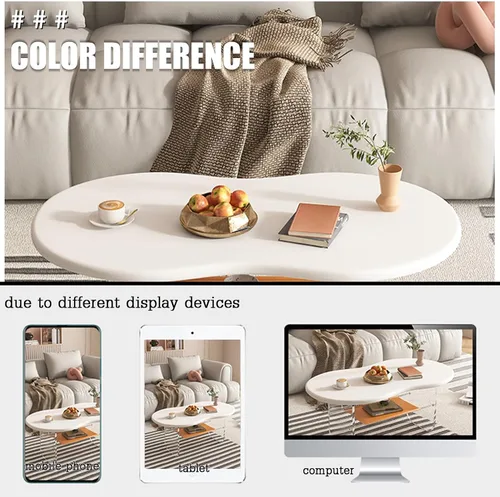 Vista 7 de Cofee Mesa de centro de madera, mesa de centro para sala, mesa de café de lujo, mesa de té de 2 niveles con estante de almacenamiento, esquinas